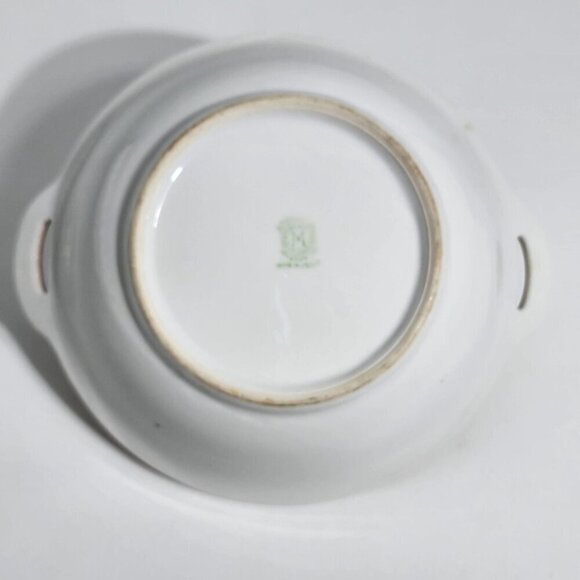 Nippon Hand Painted Vintage Porcelain Bowl Peach Floral Design with Gold Accents - Picture 7 of 12